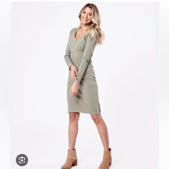 Pact | Dresses | Pact Green Organic Cotton Stretch Knit Ribbed Dress Long  Sleeve Ladies M | Poshmark